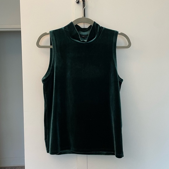 J. Crew Hunter Green Velvet Mockneck Top - Picture 8 of 8